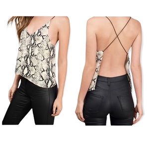 Tobi NWT Backless Snakeskin Spaghetti Strap Tank